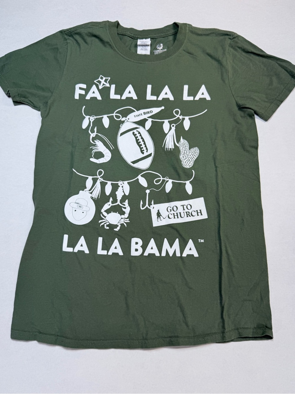 Fa La La La La La Bama Christmas Shirt Small S Green Funny Alabama Southern Grap